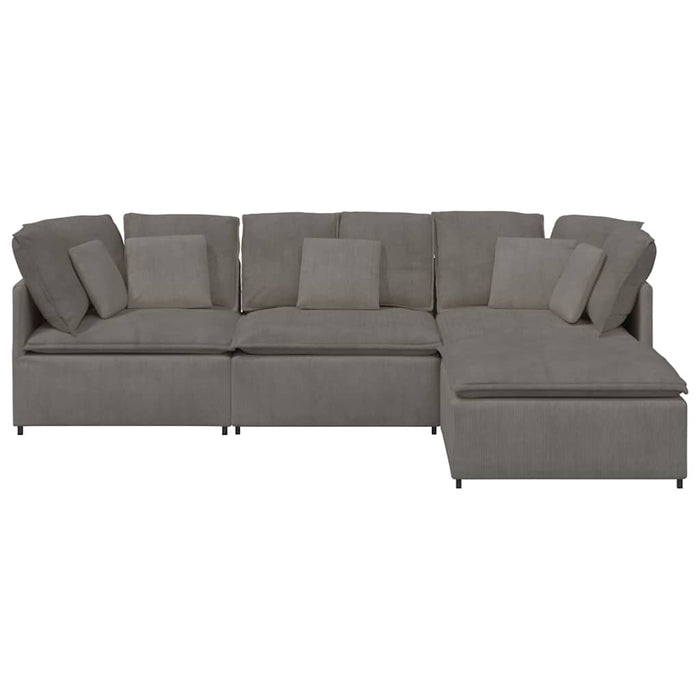 Canapea modulară cu taburet și perne țesătură velur gri deschis WALTI