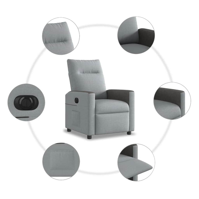Fotoliu rabatabil electric, gri deschis, textil - WALTI WALTI