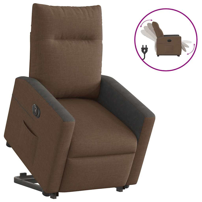 Fotoliu electric rabatabil cu ridicare, maro, textil - WALTI WALTI