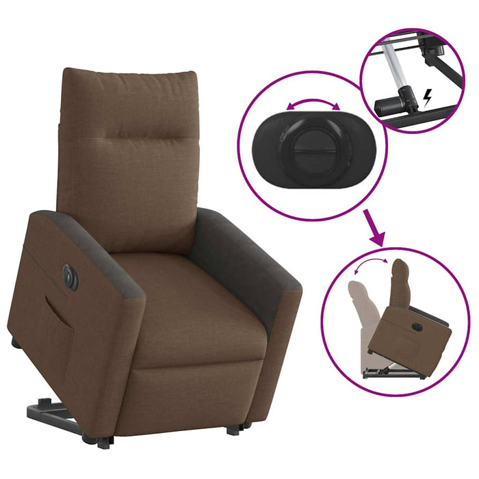 Fotoliu electric rabatabil cu ridicare, maro, textil - WALTI WALTI