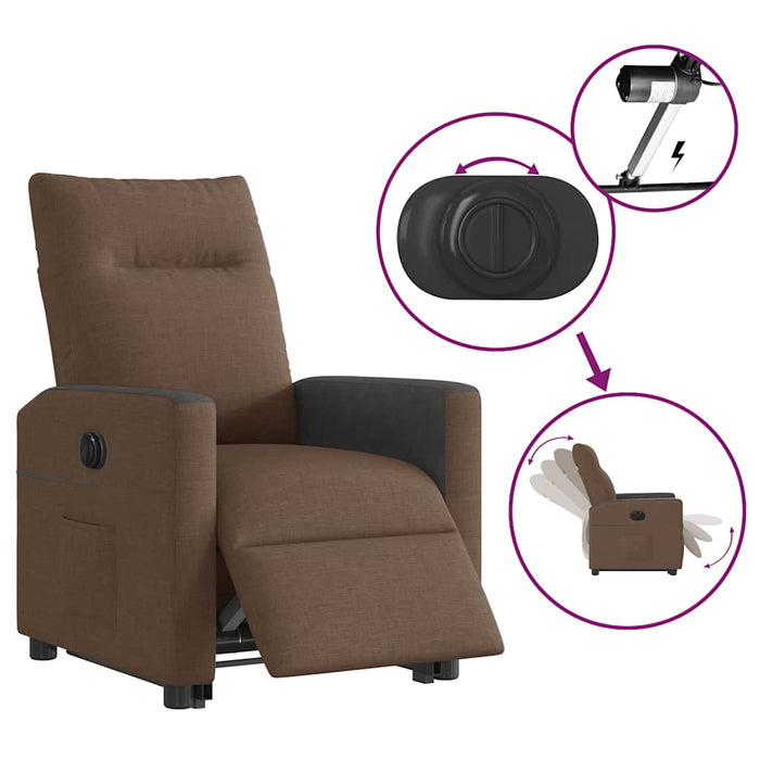 Fotoliu electric rabatabil cu ridicare, maro, textil - WALTI WALTI