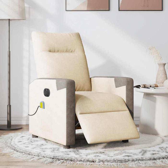 Fotoliu electric de masaj rabatabil, crem, textil - WALTI WALTI
