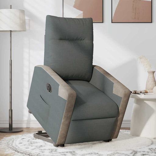 Fotoliu electric rabatabil cu ridicare, gri închis, textil - WALTI WALTI
