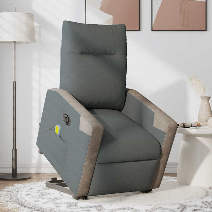 Fotoliu electric masaj rabatabil cu ridicare, gri închis textil - WALTI WALTI
