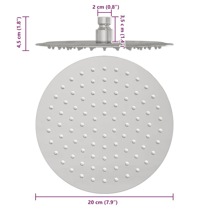 Cap de duș cu ploaie din oțel inoxidabil 304 rotund 20 cm - WALTI WALTI