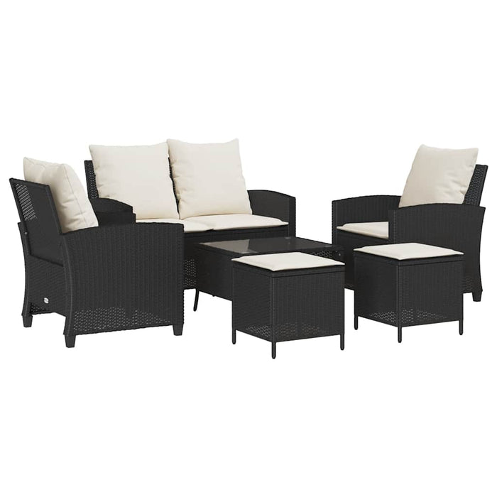 Set mobilier de grădină cu perne, 6 piese, negru, poliratan - WALTI WALTI