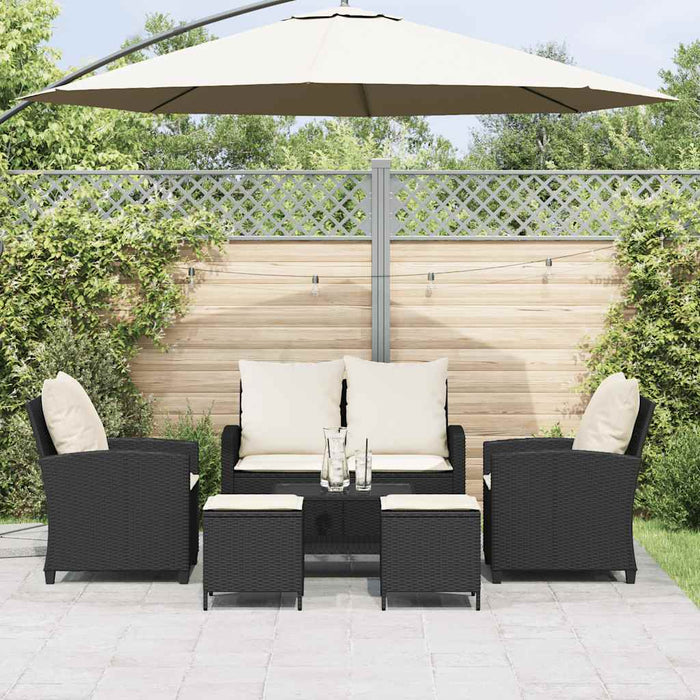 Set mobilier de grădină cu perne, 6 piese, negru, poliratan - WALTI WALTI