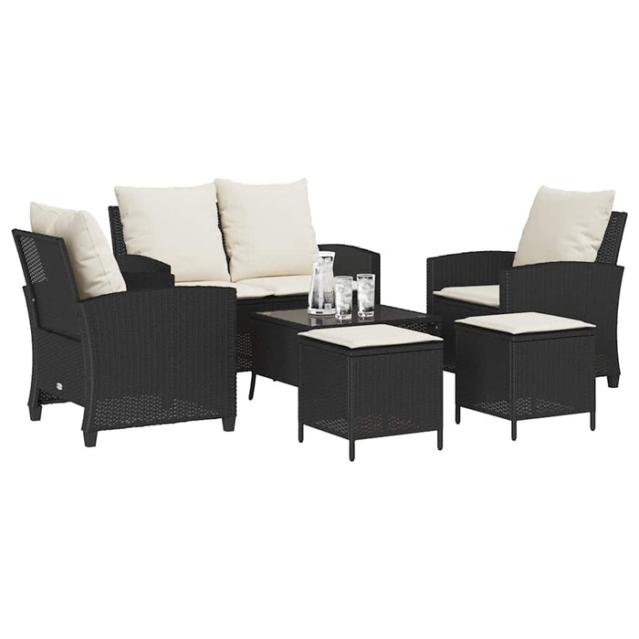 Set mobilier de grădină cu perne, 6 piese, negru, poliratan - WALTI WALTI