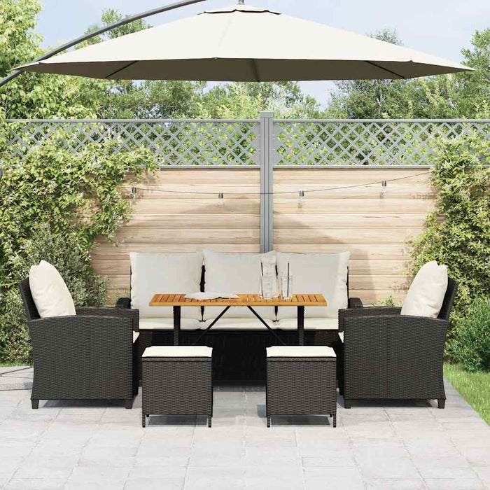 Set mobilier de grădină cu perne, 6 piese, negru, poliratan - WALTI WALTI