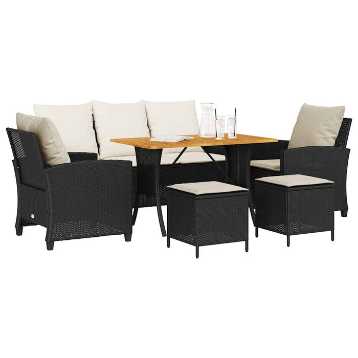 Set mobilier de grădină cu perne, 6 piese, negru, poliratan - WALTI WALTI