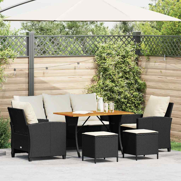 Set mobilier de grădină cu perne, 6 piese, negru, poliratan - WALTI WALTI