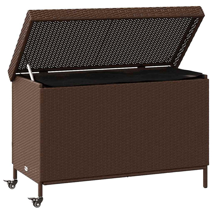 Ladă depozitare de grădină cu roți, maro 110x55x73 cm poliratan - WALTI WALTI
