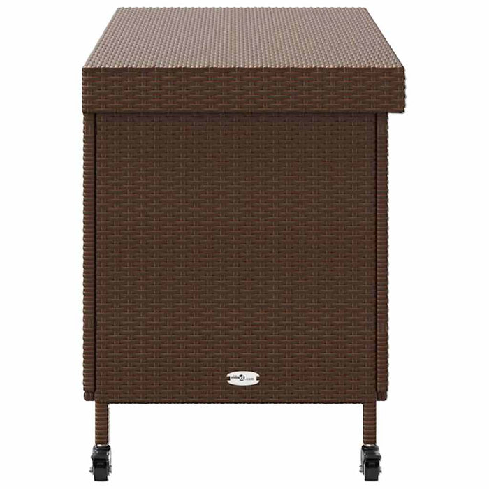 Ladă depozitare de grădină cu roți, maro 110x55x73 cm poliratan - WALTI WALTI