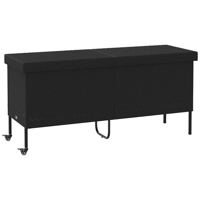 Ladă depozitare de grădină cu roți negru 160x55x75 cm poliratan - WALTI WALTI