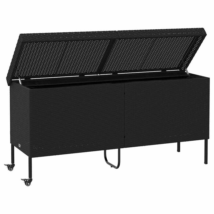 Ladă depozitare de grădină cu roți negru 160x55x75 cm poliratan - WALTI WALTI