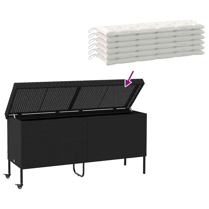 Ladă depozitare de grădină cu roți negru 160x55x75 cm poliratan - WALTI WALTI