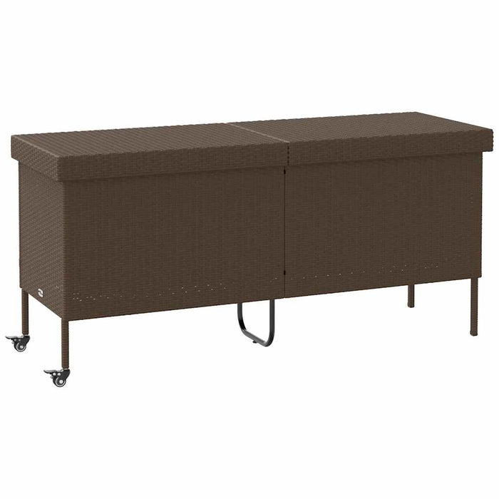 Ladă depozitare de grădină cu roți, maro 160x55x75 cm poliratan - WALTI WALTI