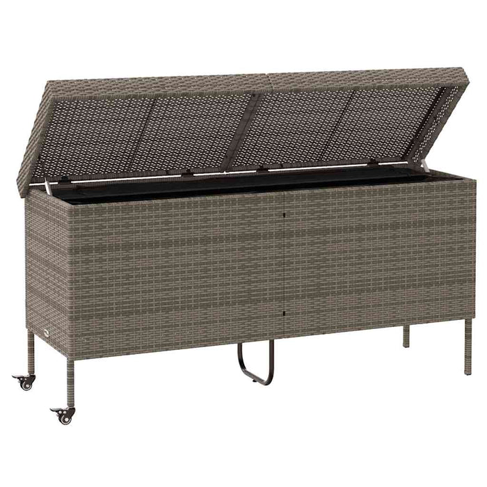Ladă depozitare de grădină cu roți, gri 160x55x75 cm poliratan - WALTI WALTI