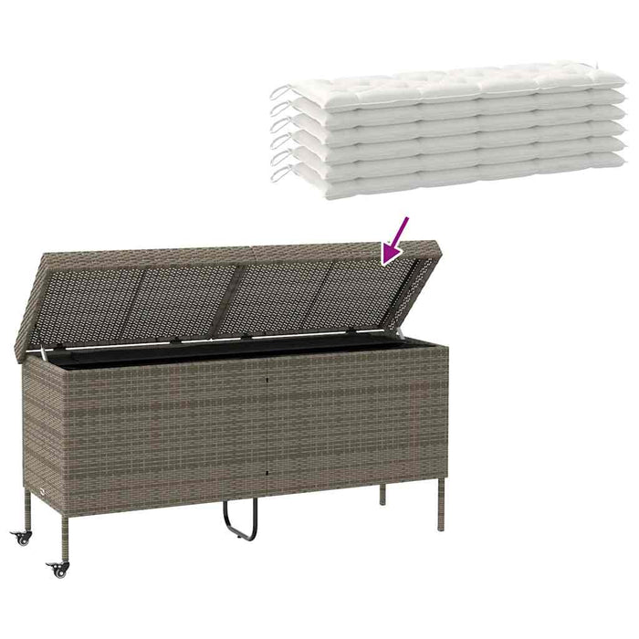 Ladă depozitare de grădină cu roți, gri 160x55x75 cm poliratan - WALTI WALTI
