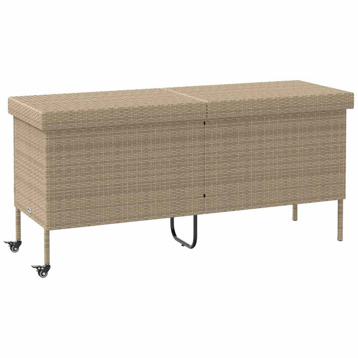 Cutie de depozitare grădină cu roți Bej 160x55x75 cm Poly Ratan - WALTI WALTI