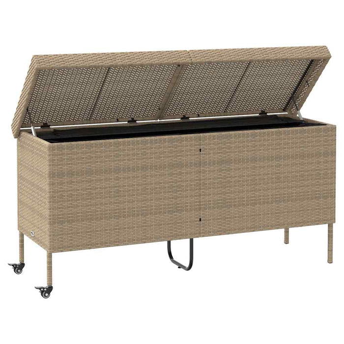 Cutie de depozitare grădină cu roți Bej 160x55x75 cm Poly Ratan - WALTI WALTI