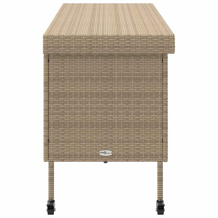 Cutie de depozitare grădină cu roți Bej 160x55x75 cm Poly Ratan - WALTI WALTI
