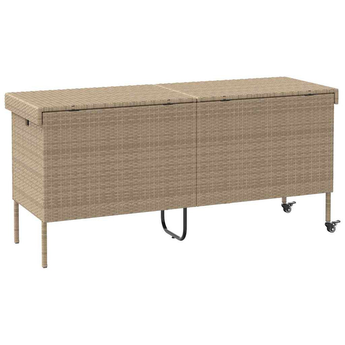 Cutie de depozitare grădină cu roți Bej 160x55x75 cm Poly Ratan - WALTI WALTI