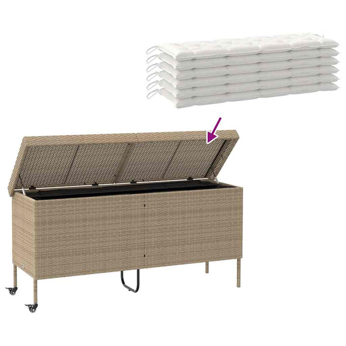 Cutie de depozitare grădină cu roți Bej 160x55x75 cm Poly Ratan - WALTI WALTI