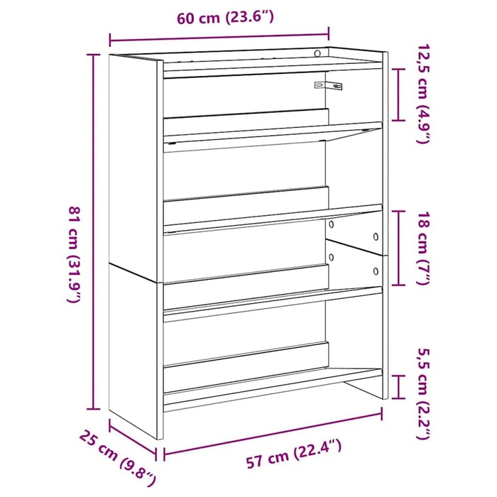 Pantofar, alb, 60x25x81 cm, lemn prelucrat WALTI