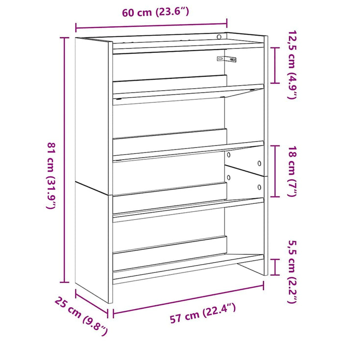 Pantofar, stejar sonoma, 60x25x81 cm, lemn prelucrat WALTI