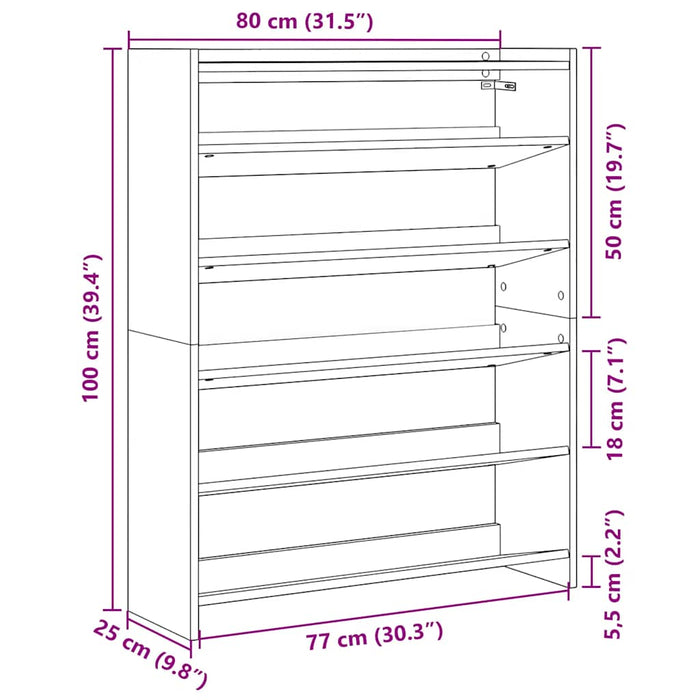 Pantofar, gri beton, 80x25x100 cm, lemn prelucrat - WALTI WALTI
