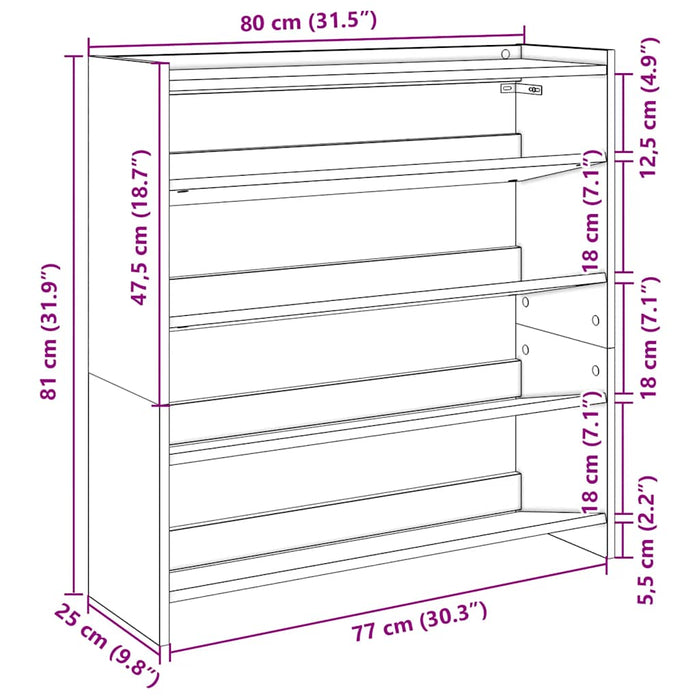 Pantofar, negru, 80x25x81 cm, lemn prelucrat - WALTI WALTI