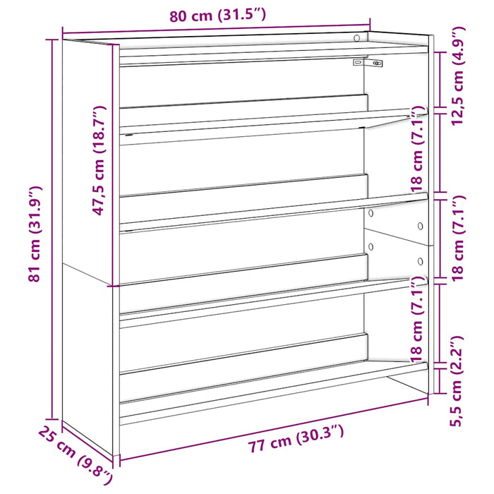 Pantofar, gri beton, 80x25x81 cm, lemn prelucrat - WALTI WALTI