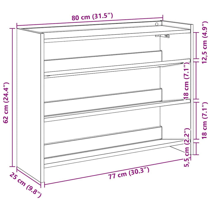 Pantofar, Lemn vechi, 80x25x62 cm, lemn compozit - WALTI WALTI