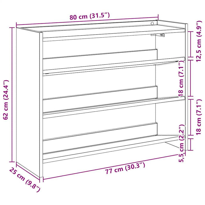 Pantofar, stejar artizanal, 80x25x62 cm lemn prelucrat - WALTI WALTI