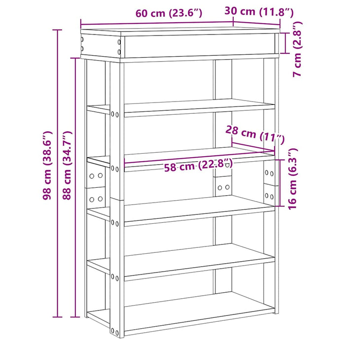 Pantofar, gri beton, 60x30x98 cm, lemn prelucrat - WALTI WALTI