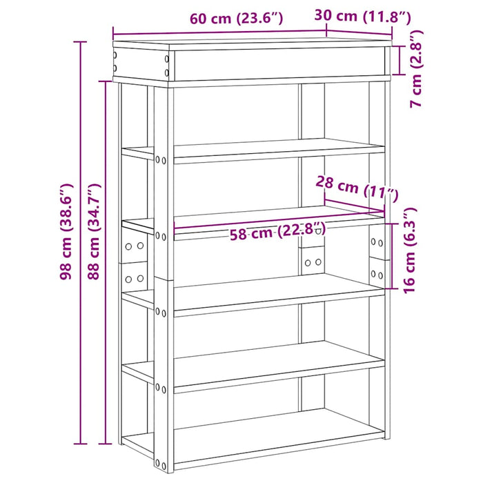 Pantofar, gri sonoma, 60x30x98 cm, lemn prelucrat - WALTI WALTI
