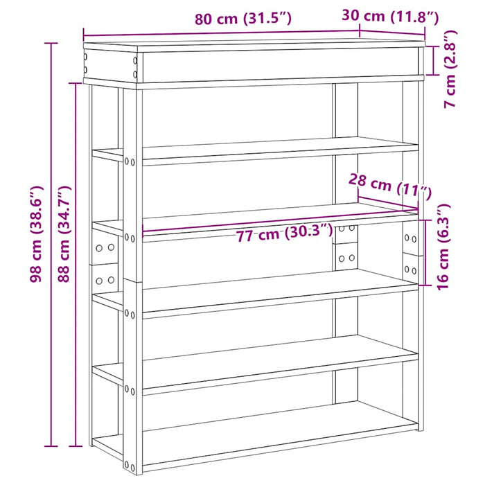 Pantofar, gri beton, 80x30x98 cm, lemn prelucrat - WALTI WALTI