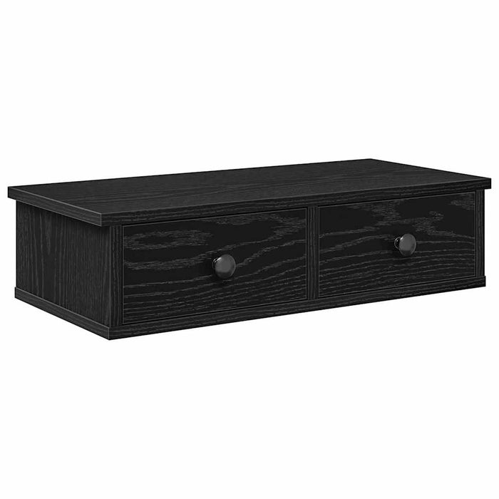 Raft de perete cu sertare negru 60x28x15 cm lemn prelucrat WALTI
