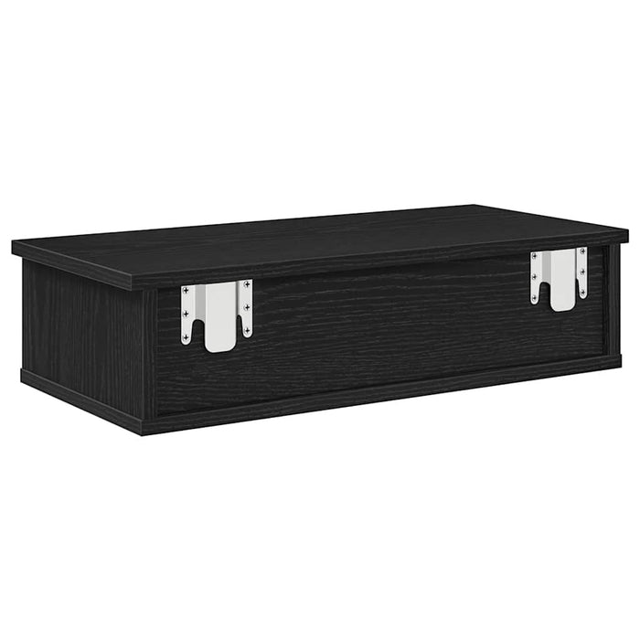 Raft de perete cu sertare negru 60x28x15 cm lemn prelucrat WALTI