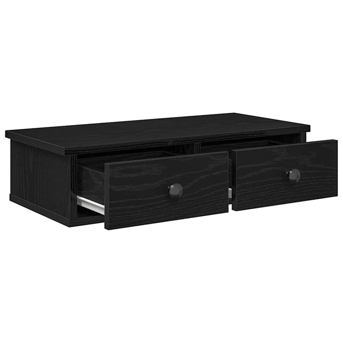 Raft de perete cu sertare negru 60x28x15 cm lemn prelucrat WALTI