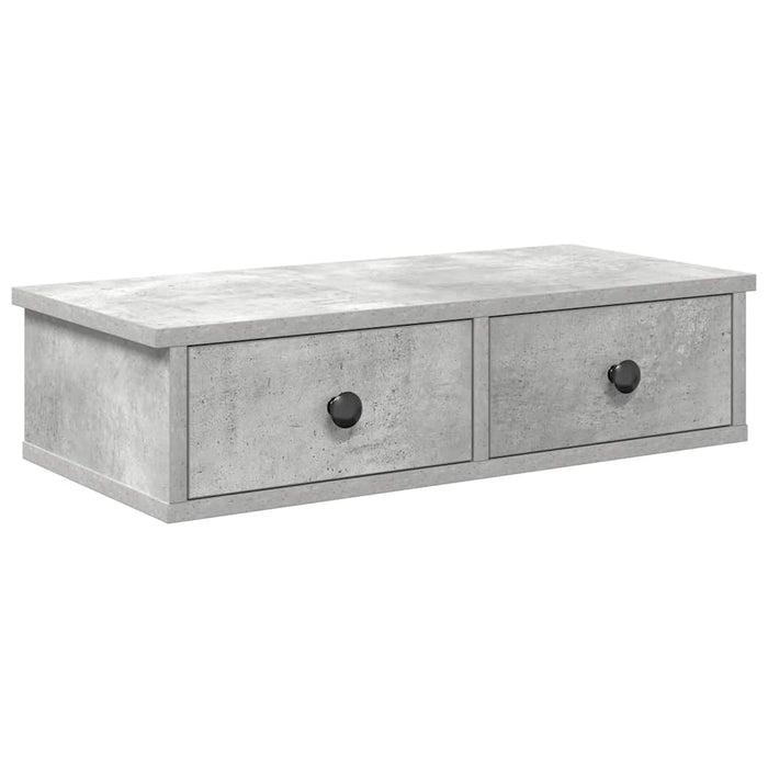Raft de perete cu sertare Gri beton 60x28x15 cm Lemn prelucrat WALTI