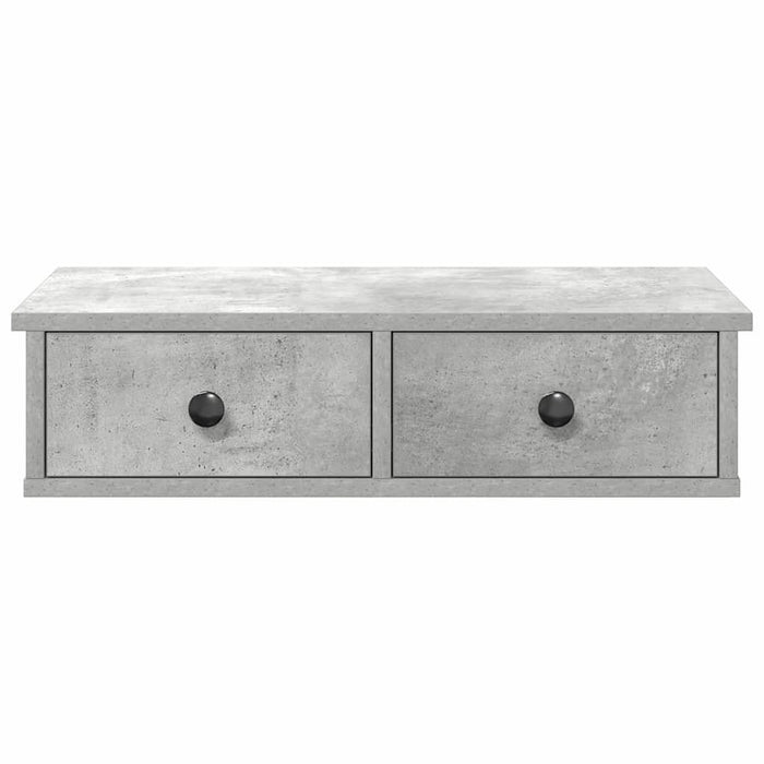 Raft de perete cu sertare Gri beton 60x28x15 cm Lemn prelucrat WALTI