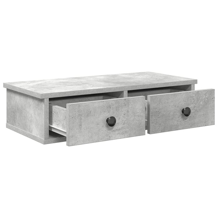 Raft de perete cu sertare Gri beton 60x28x15 cm Lemn prelucrat WALTI