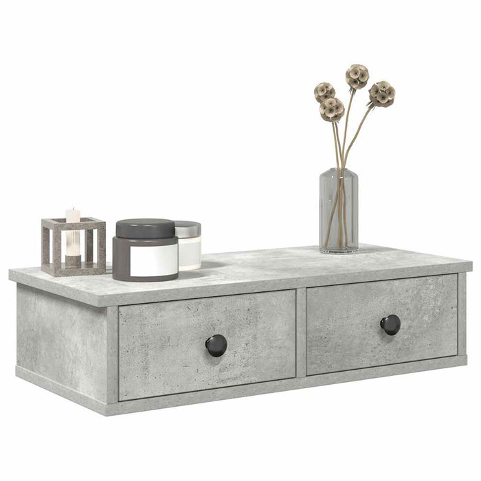 Raft de perete cu sertare Gri beton 60x28x15 cm Lemn prelucrat WALTI