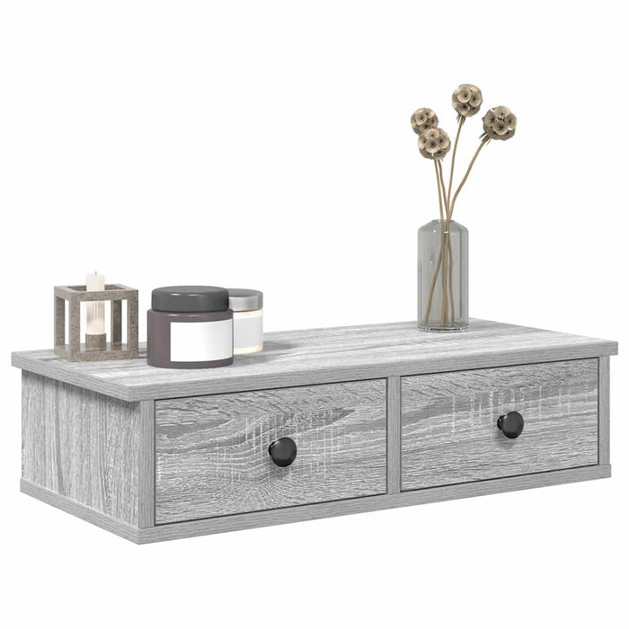 Raft de perete cu sertare Gri Sonoma 60x28x15 cm Lemn prelucrat WALTI