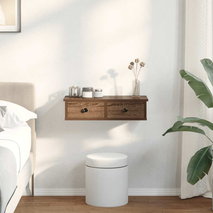 Raft de perete cu sertare Stejar maro 60x28x15cm lemn prelucrat WALTI