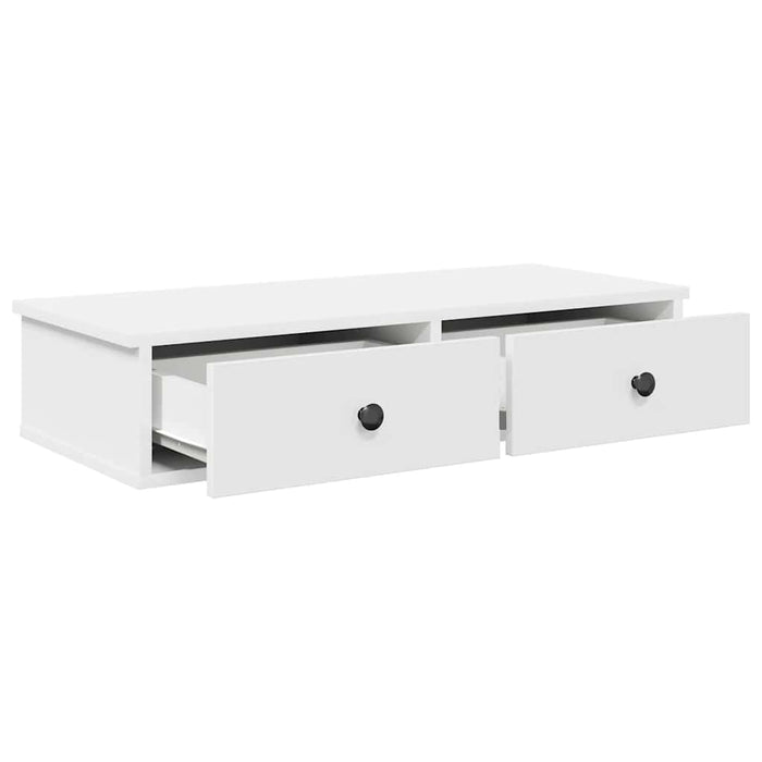Raft de perete cu sertare, alb, 80x34x17 cm, lemn prelucrat WALTI