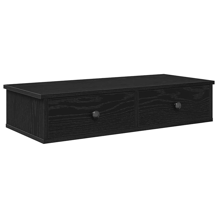 Raft de perete cu sertare negru 80x31x17 cm lemn prelucrat - WALTI WALTI