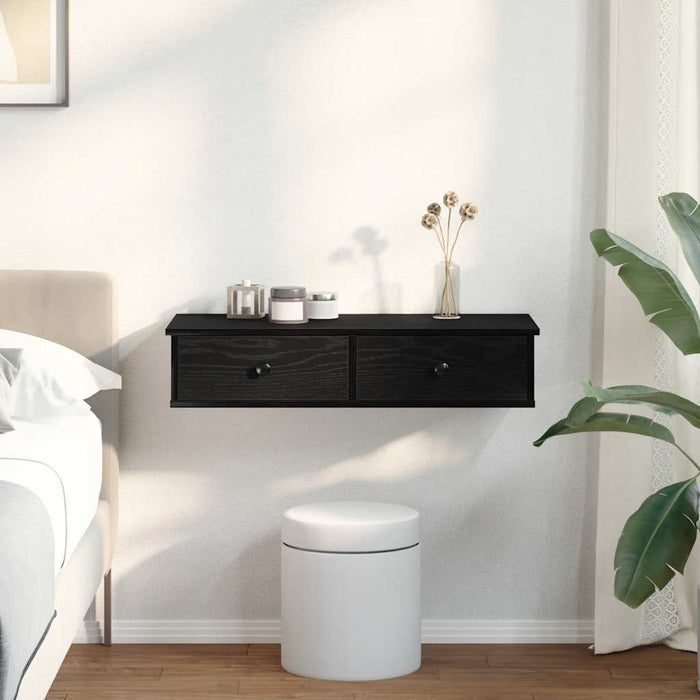 Raft de perete cu sertare negru 80x31x17 cm lemn prelucrat - WALTI WALTI